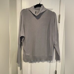Wearing Your Size L Gray Cotton Blend Dolman Sleeve Mock Neck Pullover Sweater